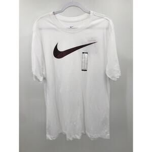 The Nike Tee Mens White Graphic Dri-Fit Short Sleeve Fitness T-Shirt Size L